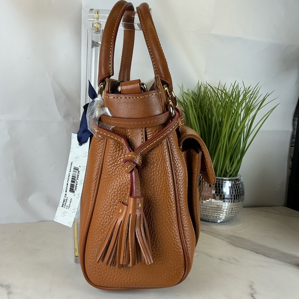 Dooney andβ Bourke Caramel Tan Brown Pocket Satchel Hand Shoulder bag Set NWT - Picture 6 of 13